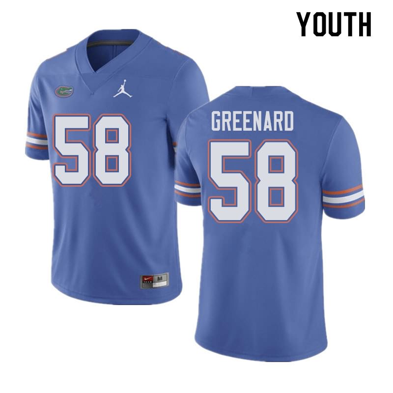 NCAA Florida Gators Jonathan Greenard Youth #58 Jordan Brand Blue Stitched Authentic College Football Jersey SVZ5664BE